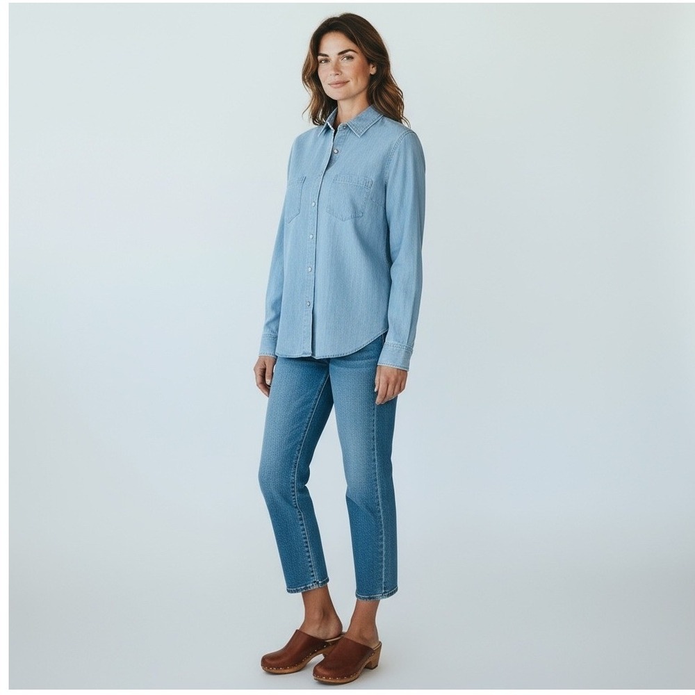 UNTUCKit Alleanza Chambray Shirt‎ Womens Size 6 Button Up Long Sleeve Casual NEW